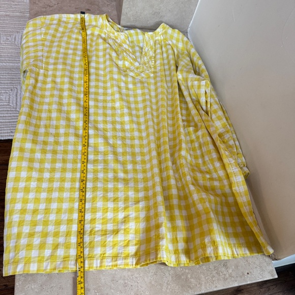 Madewell Yellow Check Gingham Long Sleeve Mini Womens Size L Shift Cotton Casual - Picture 12 of 14
